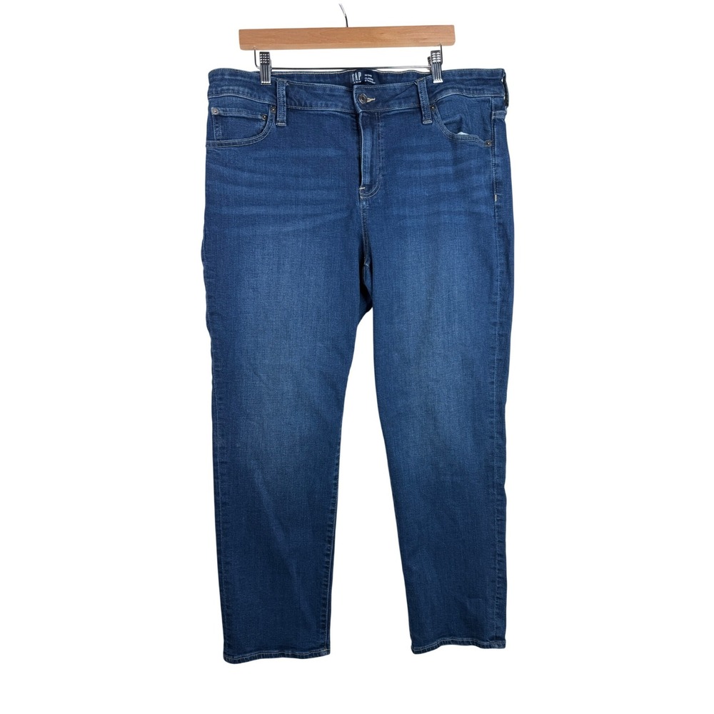 Gap Classic Straight High Rise Jeans Size 18/34R Women Blue Denim Stretch